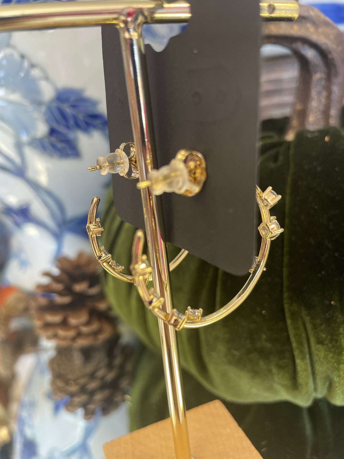 Gold Crystal Stud Hoop