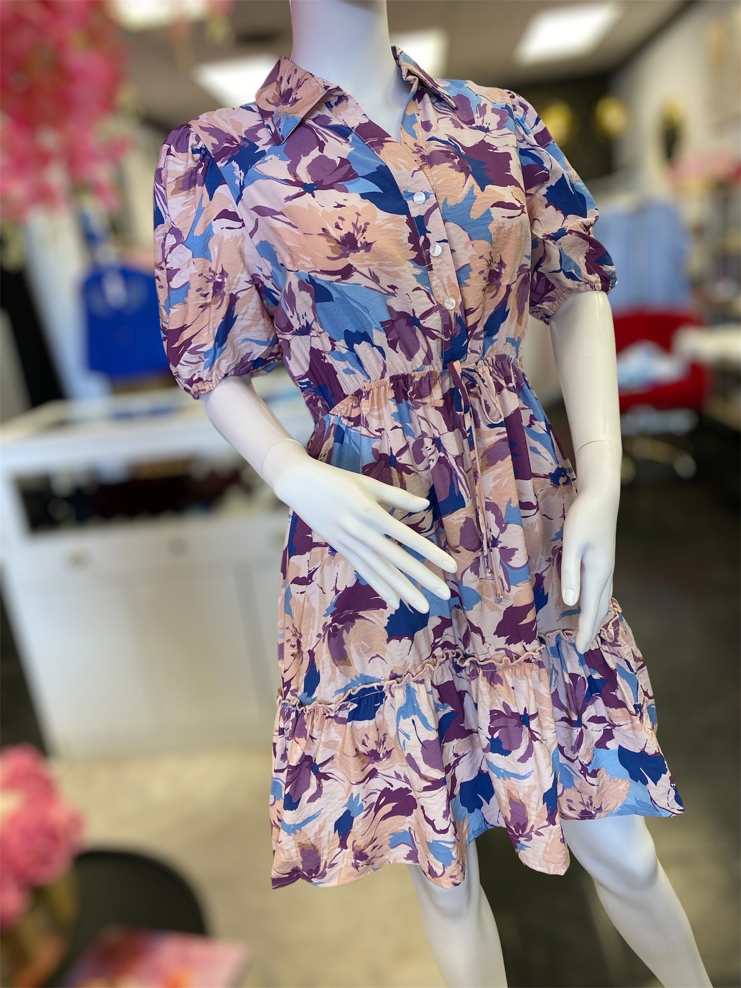 Floral Print Button Up Dress