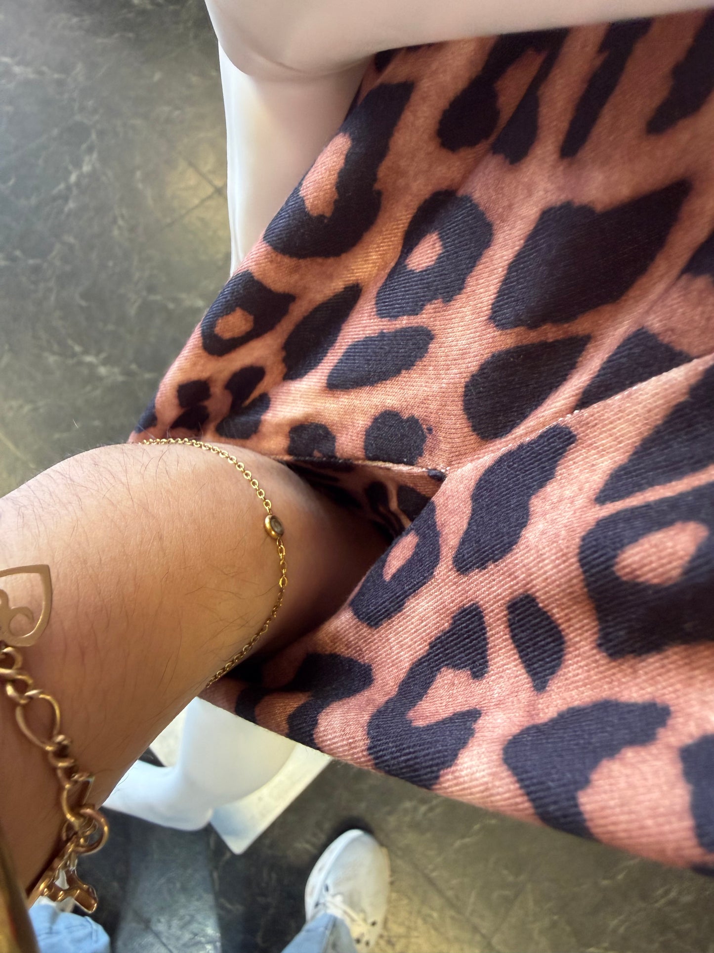 Cheetah Dress With Scalloped Detail Collar