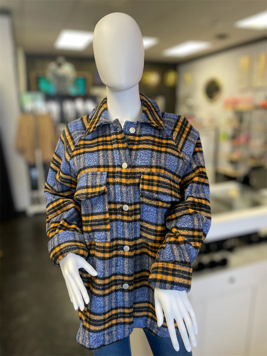 Mustard Plaid High Low Jacket