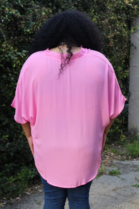 Pink V Neck Blouse