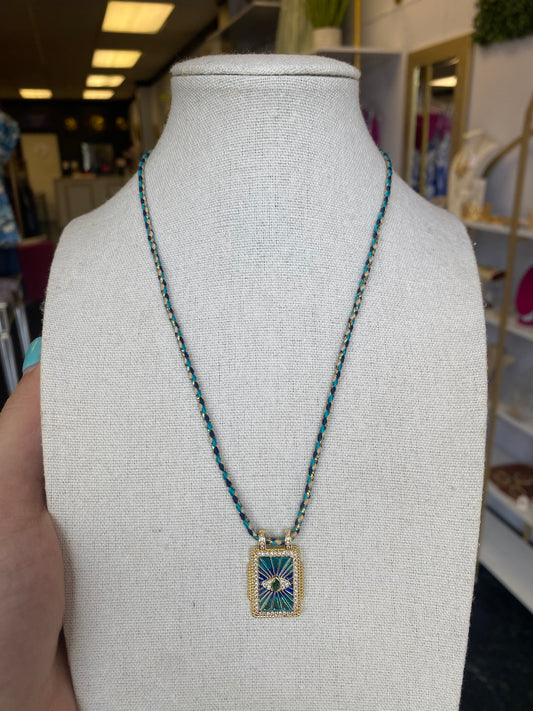 Cord Evil Eye Crystal Necklace