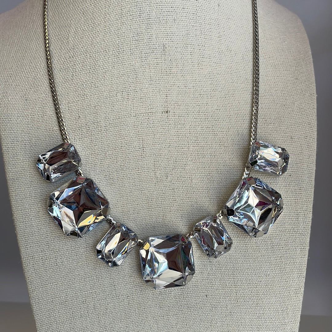 Silver Crystal Statement Necklace