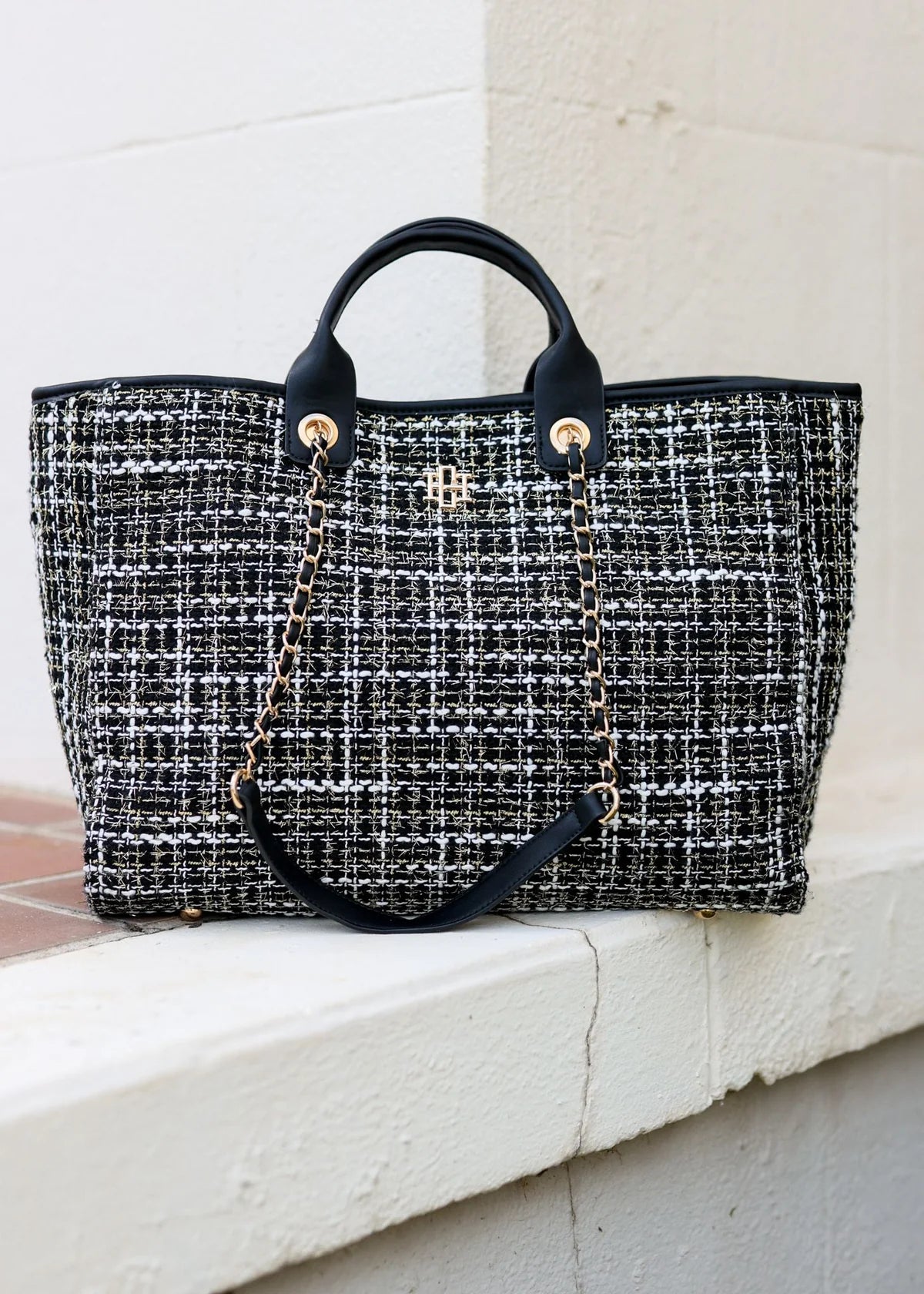 Mellisa Tote Bag Black Tweed