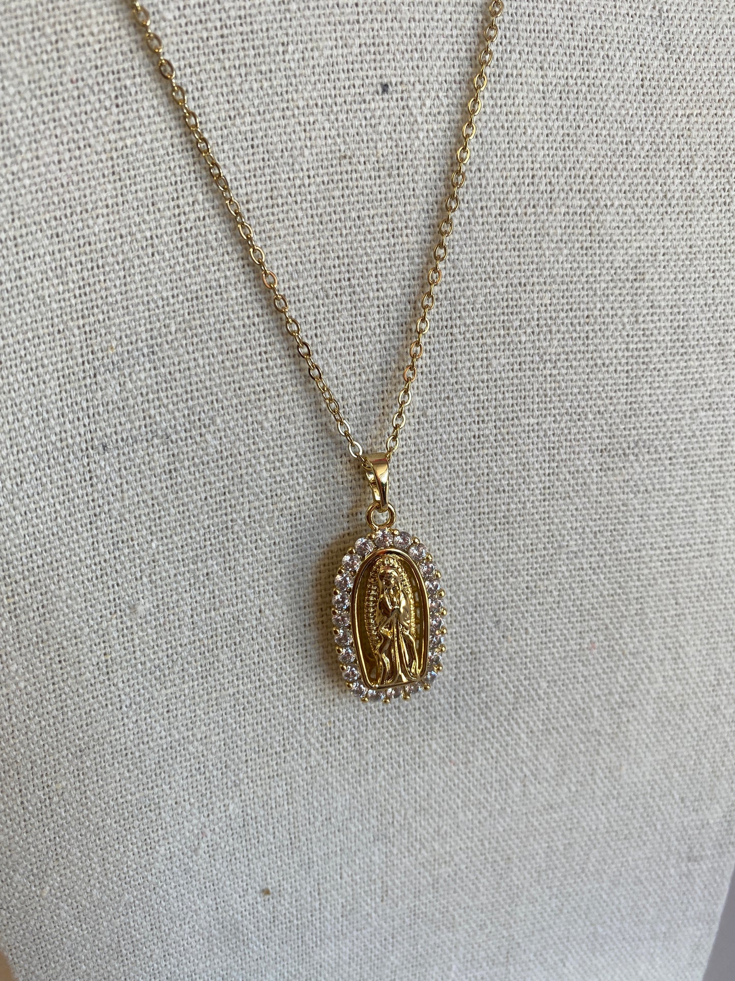 Crystal Mother Mary Necklace