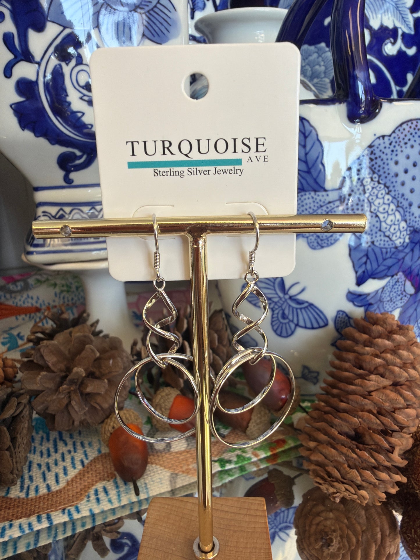 Sterling Silver Twisted Connecting Circles Earrings