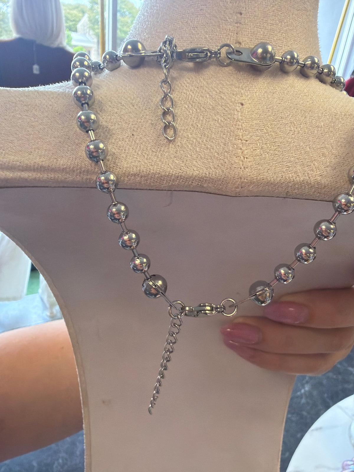 Crystal Gold & Silver Ball Chain Stainless Steel Necklace