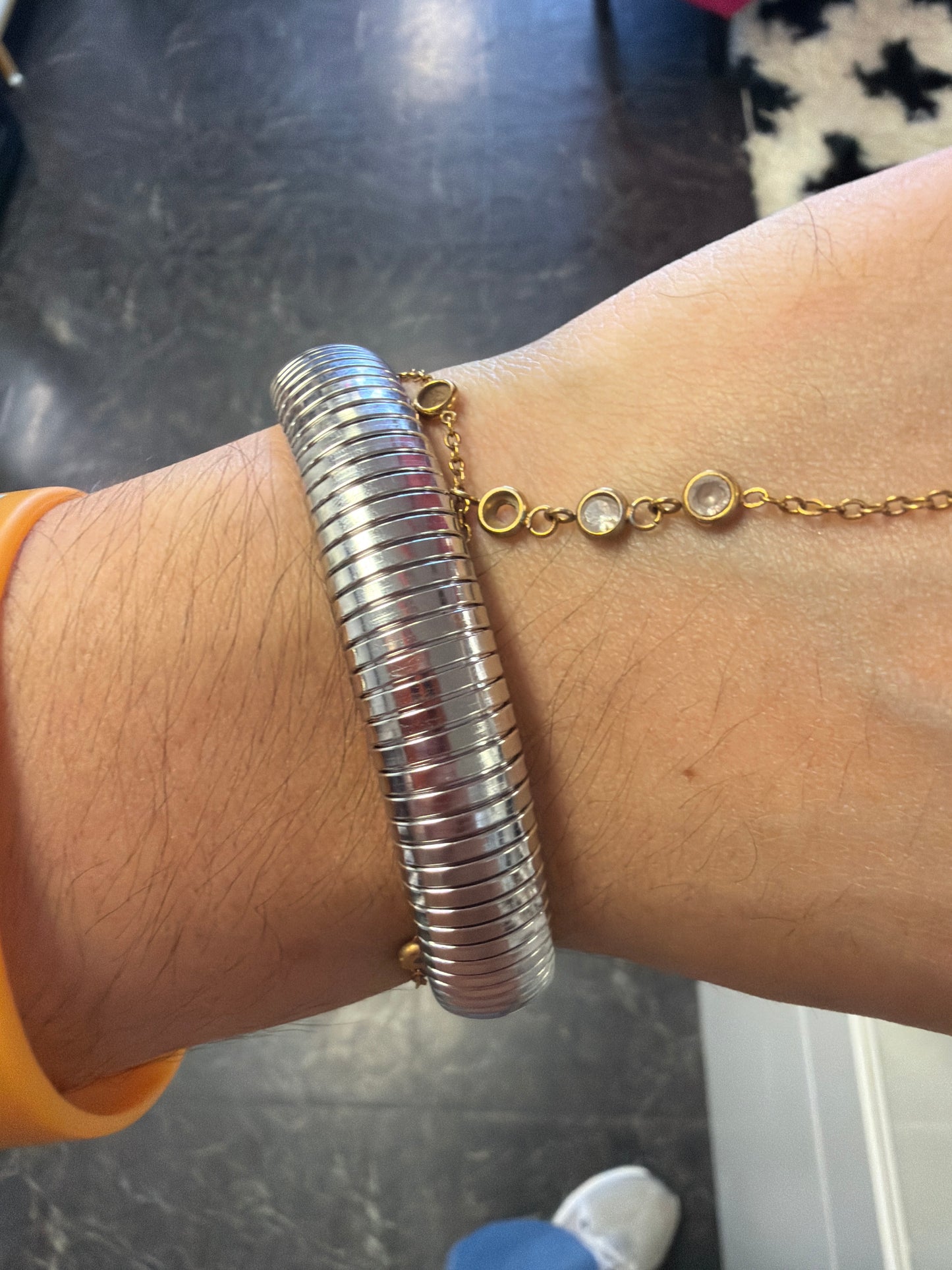 Silver Stainless Steel Stretchy Bracelet