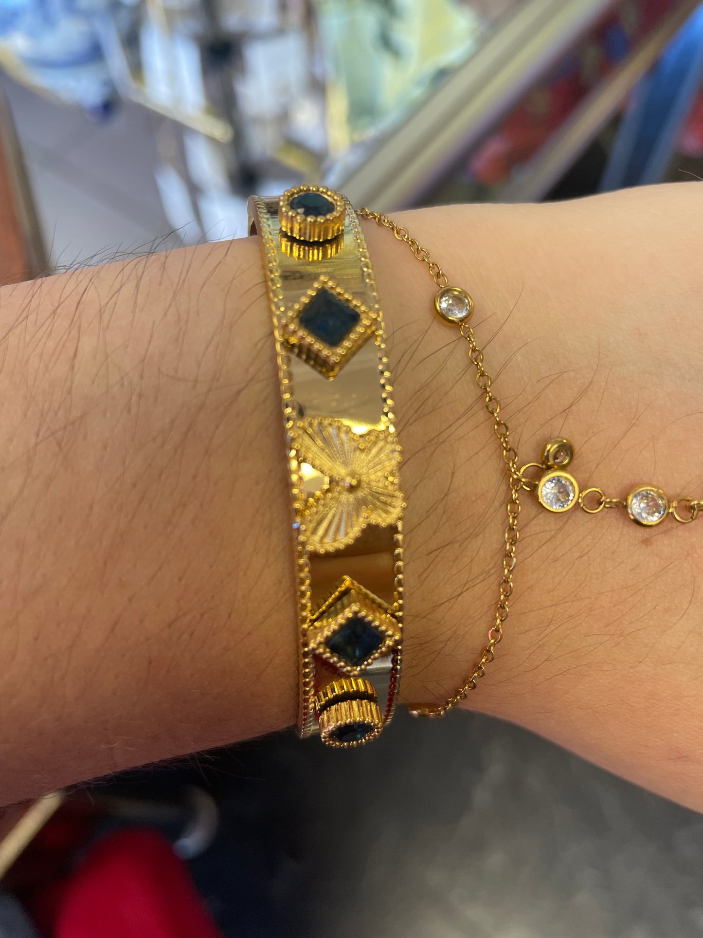 Stainless Gold Plated Crush Blue Butterfly Bracelet