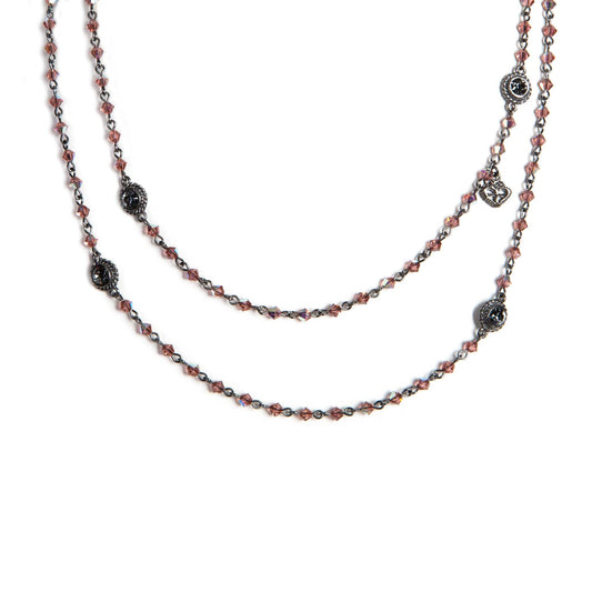 Wrap - 4mm Bicone Rose Blush Gunmetal