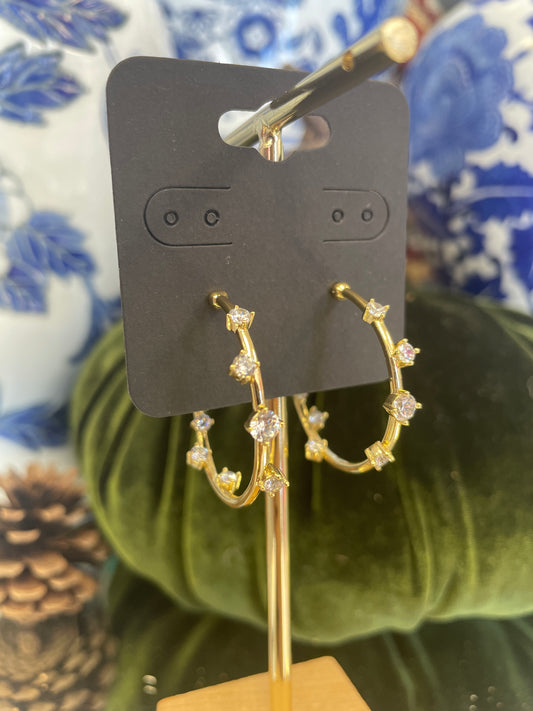 Gold Crystal Stud Hoop