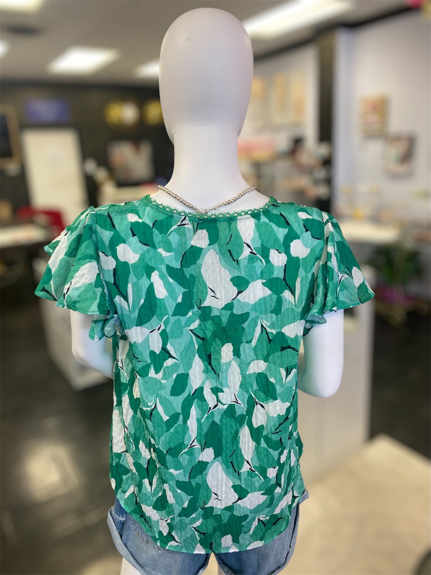 Flutter Sleeve Printed Poly Satin Top