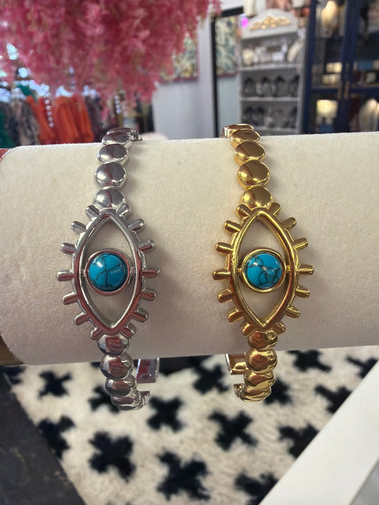 Stainless Steel Evil Eye Cuff