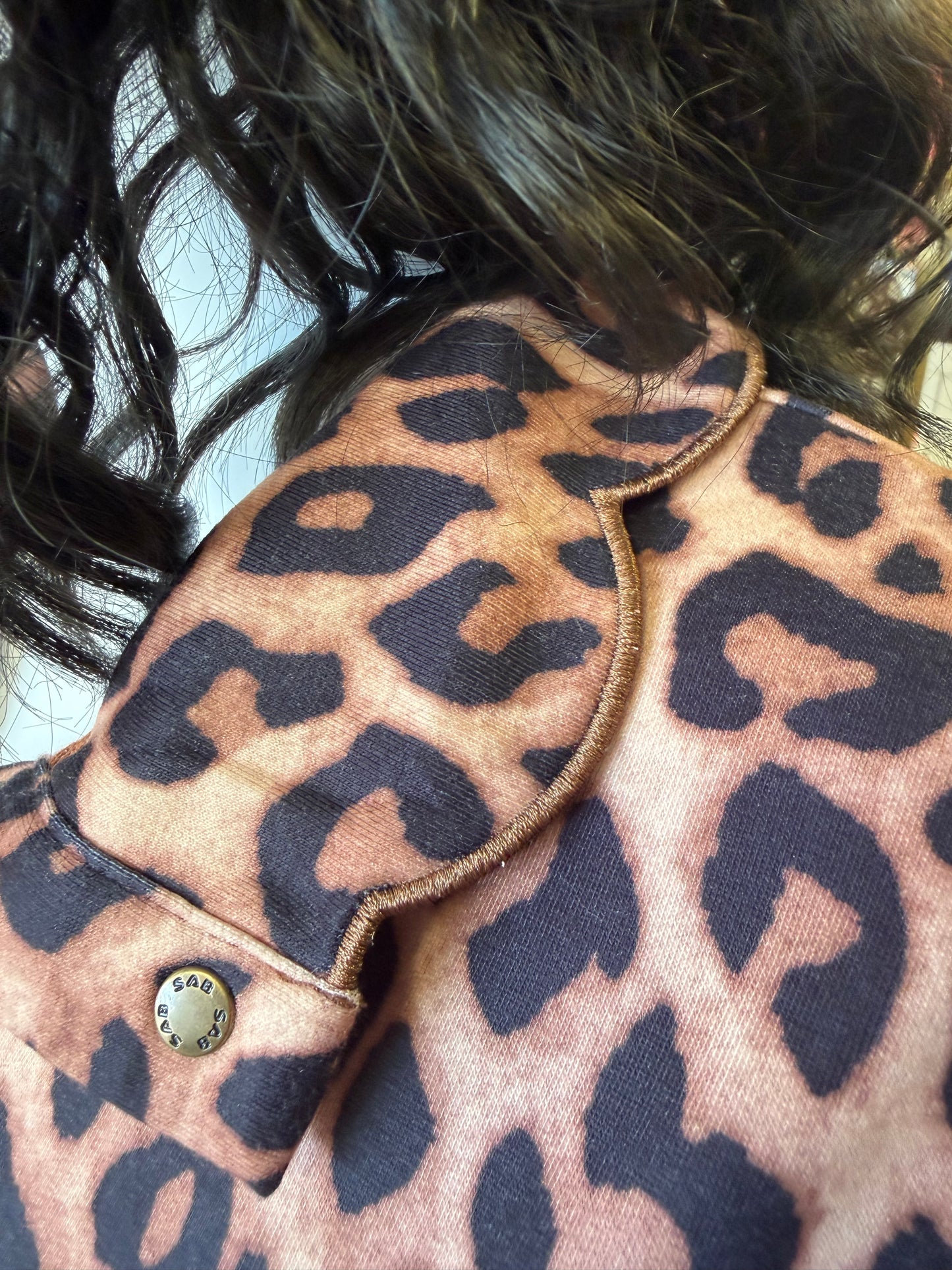 Cheetah Dress With Scalloped Detail Collar