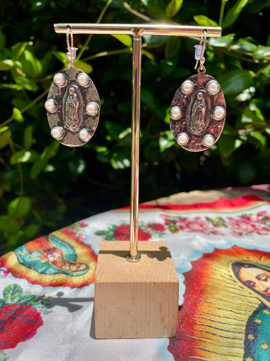 Our Lady Pearl Sterling Silver Wire Hook Earrings