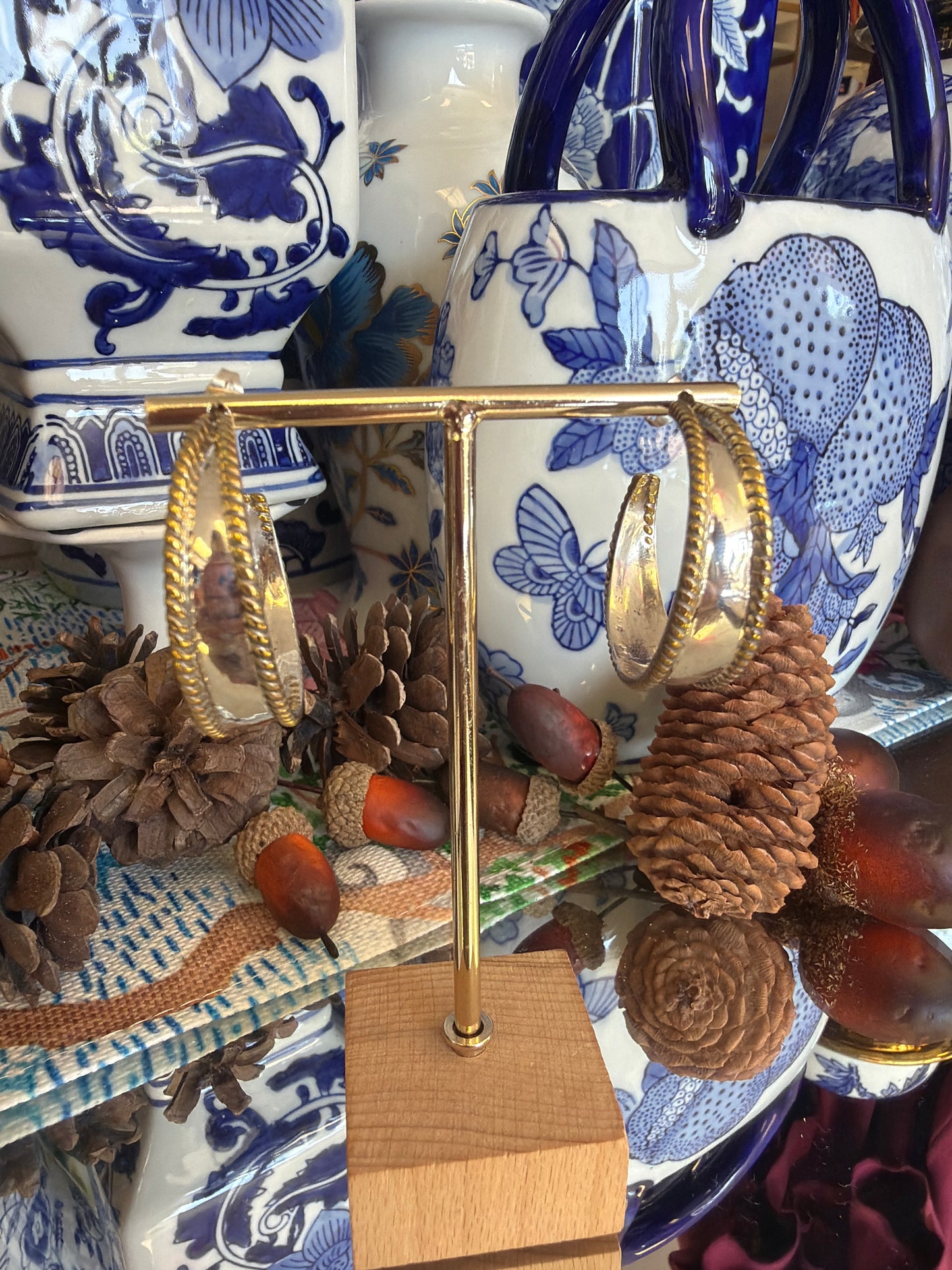 Sterling Silver Rope Gold Plated Hoops
