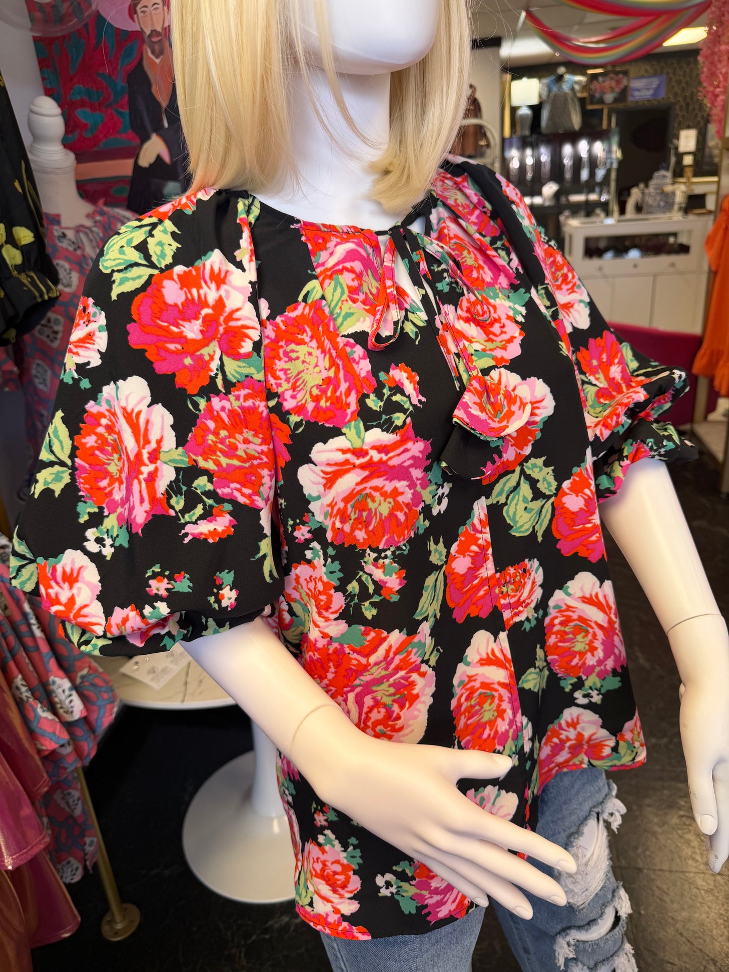Rose Garden Puff Sleeve Top