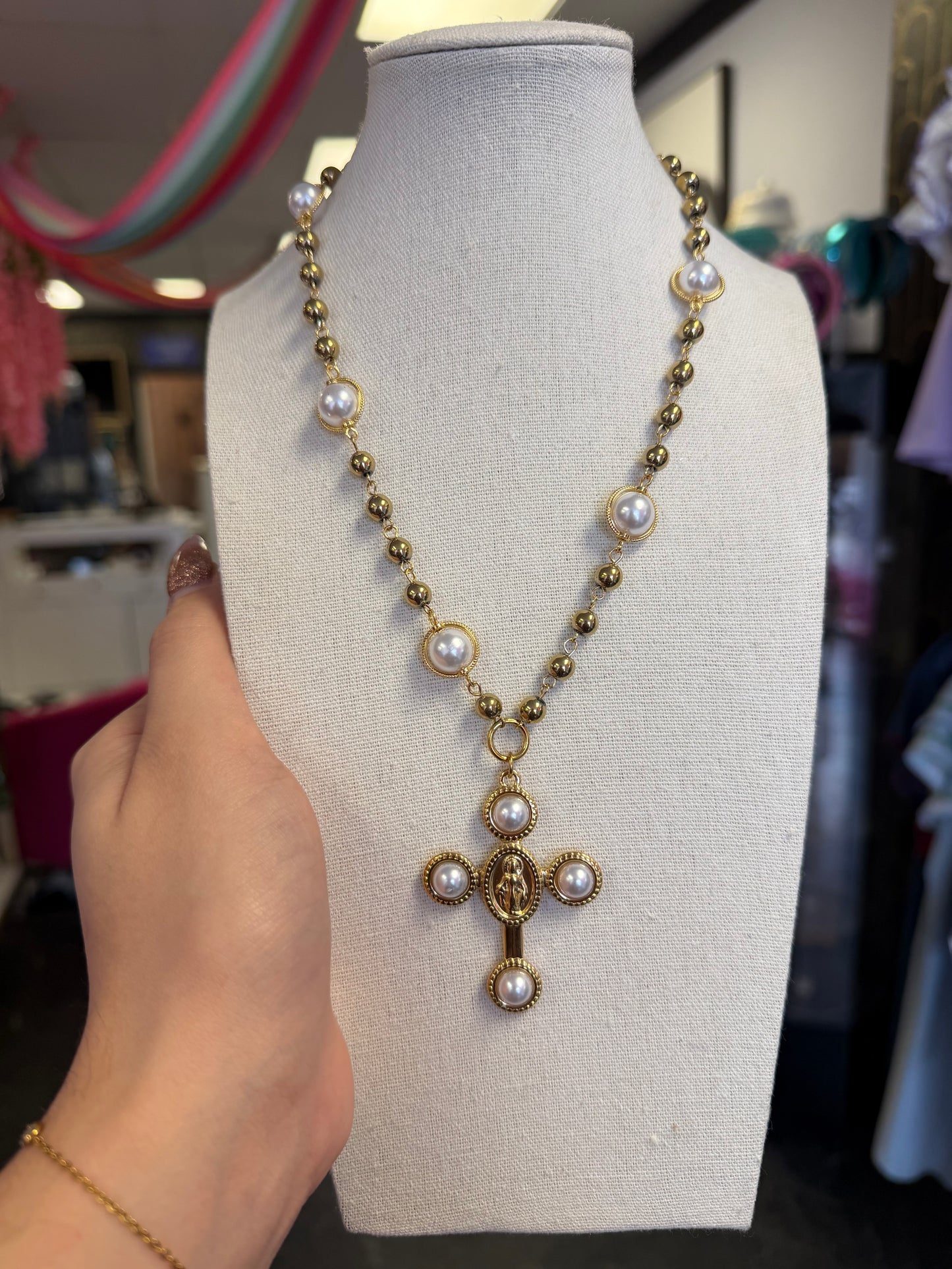 Stainless Gold Plated Cross Necklace