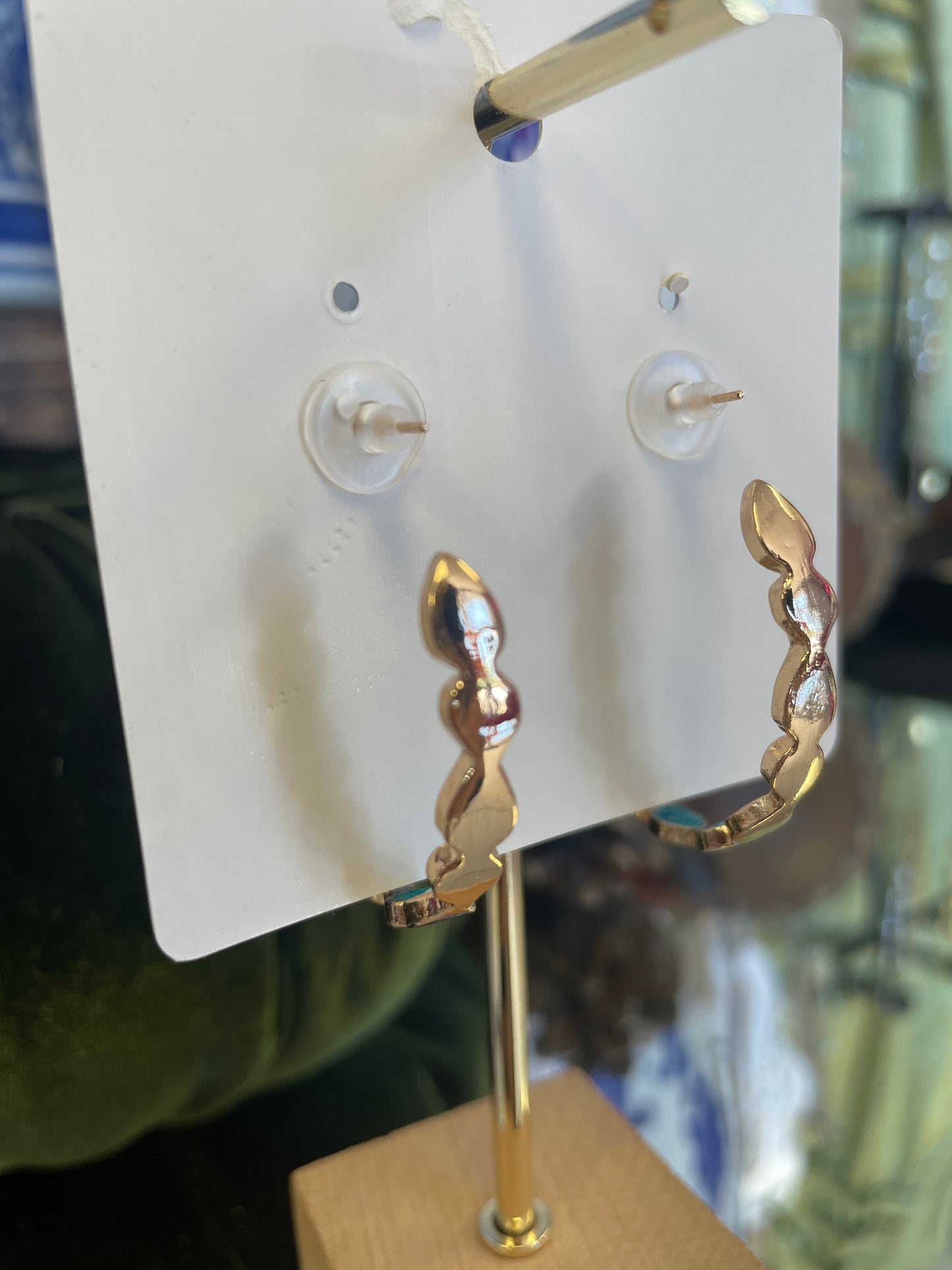 Blue Enamel Hoop Earring Statement