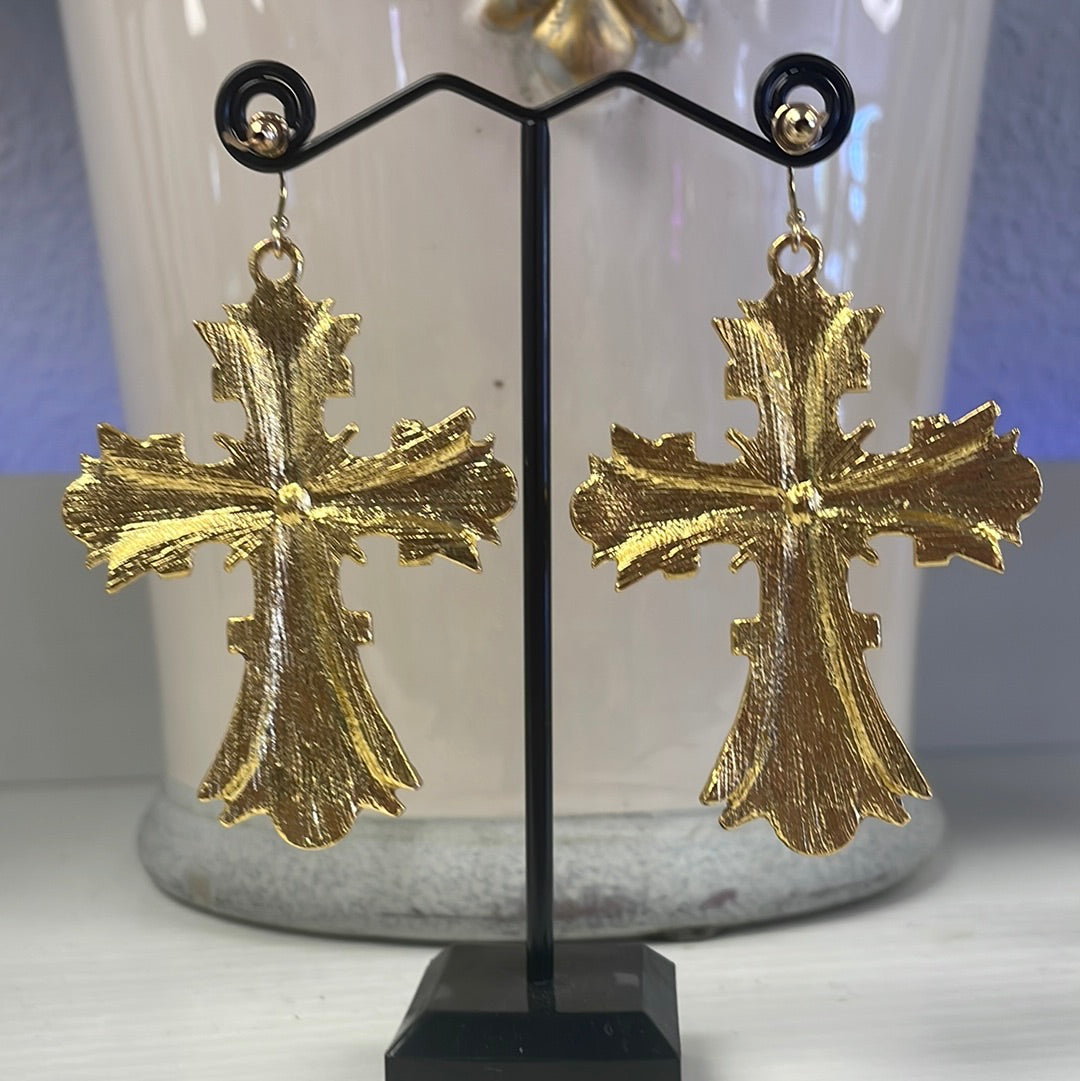 Gold Cross Earring