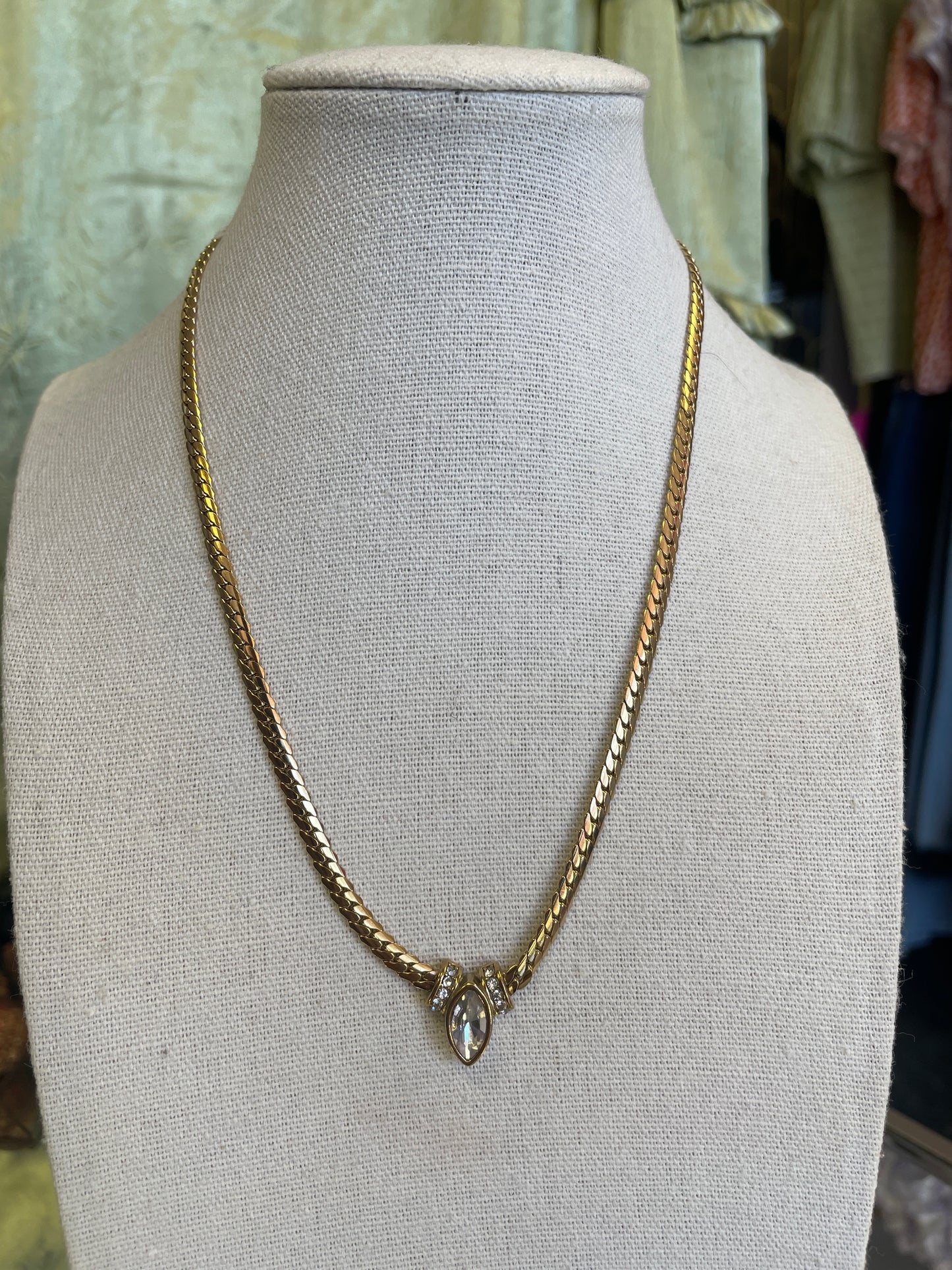 Stainless Steel Gold Plated Mini Cuban Crystal Necklace