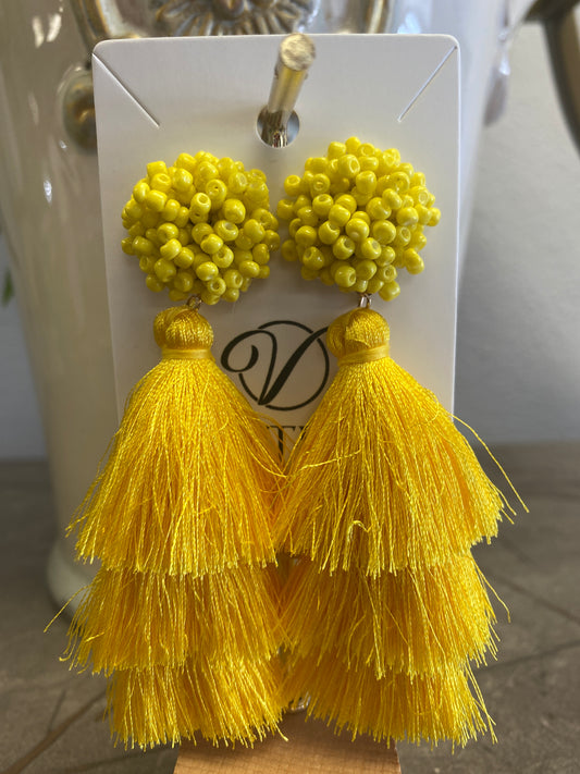 Cancun Beaded Drop Fringe Earrings
