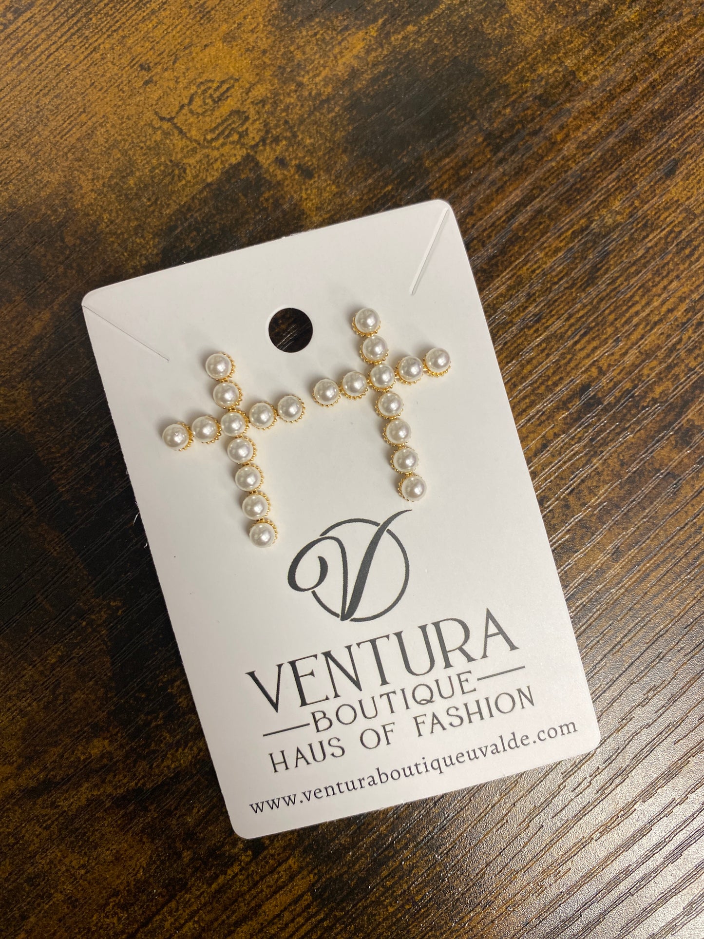 Cross Pearl Stud Earrings