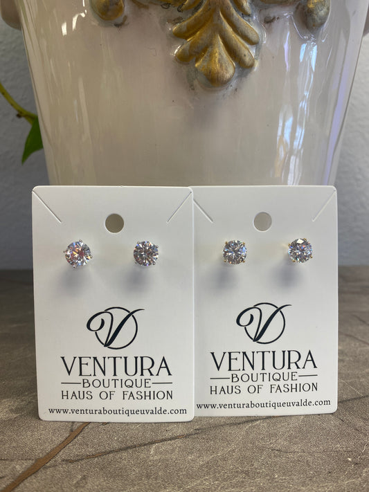 Shiny Crystal Prong Set Stud Earrings