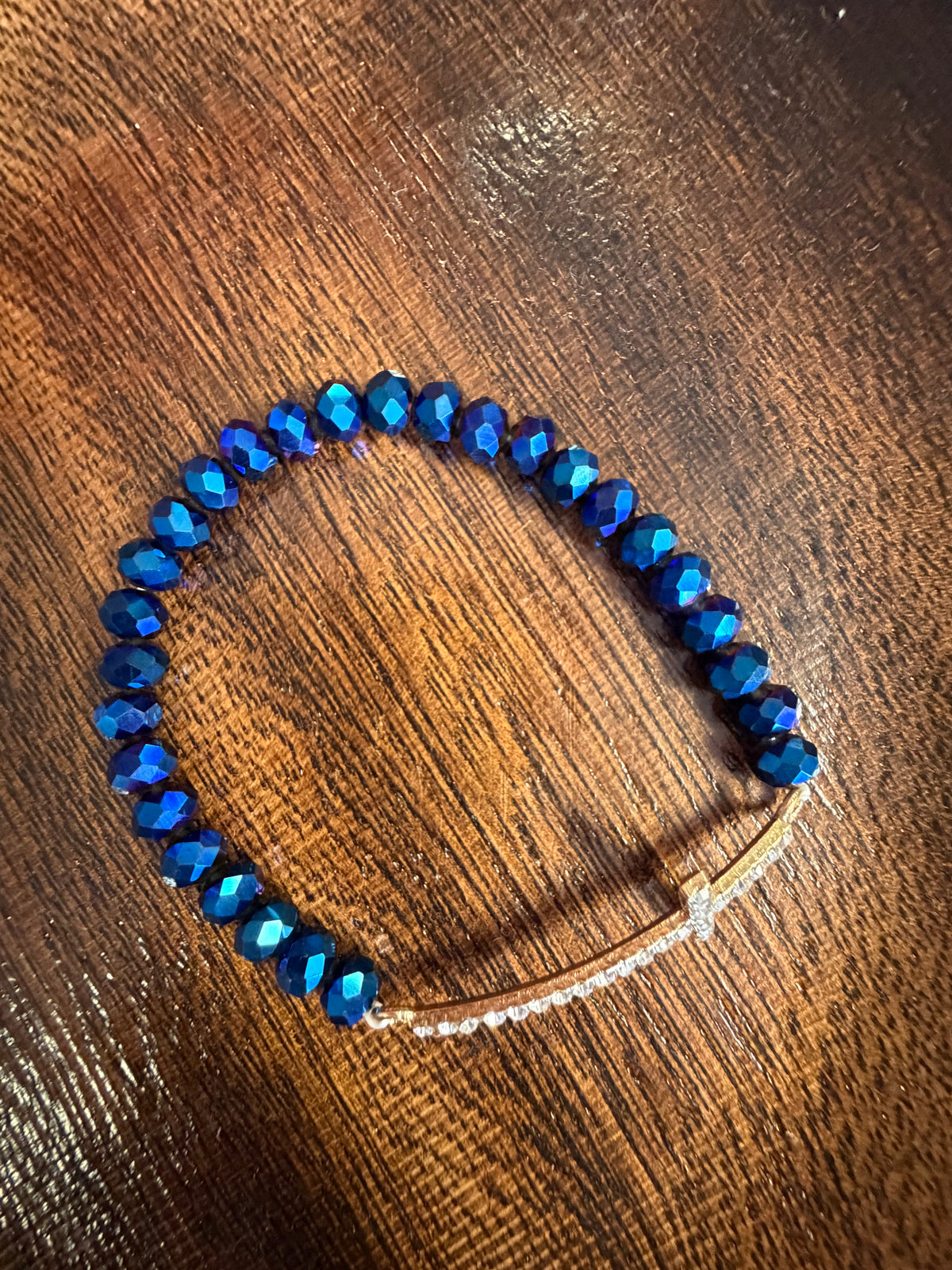 Crystal Side Way Cross Stretchy Bracelet