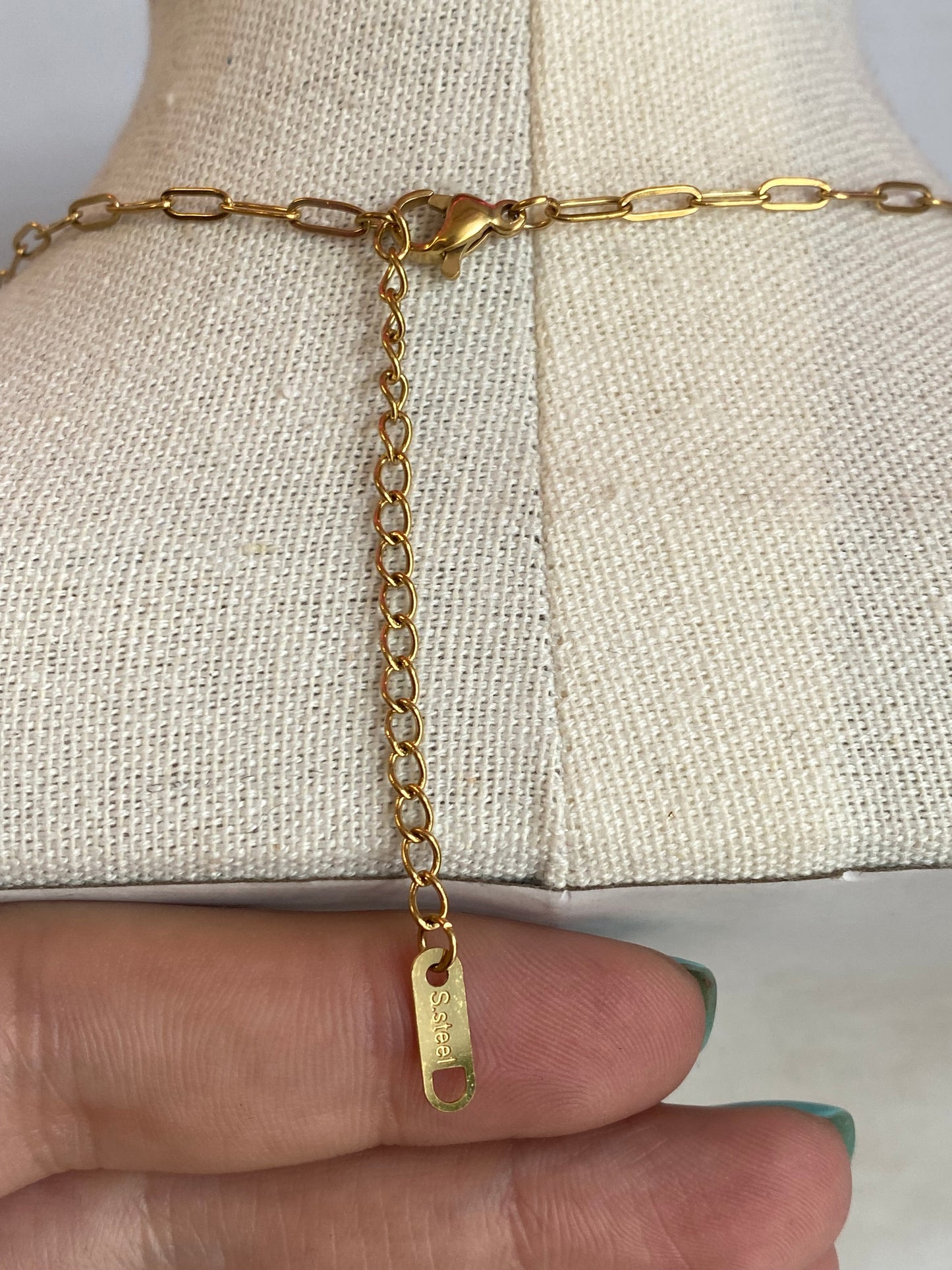 Gold Plated Stainless Steel Crystal Cross Necklace