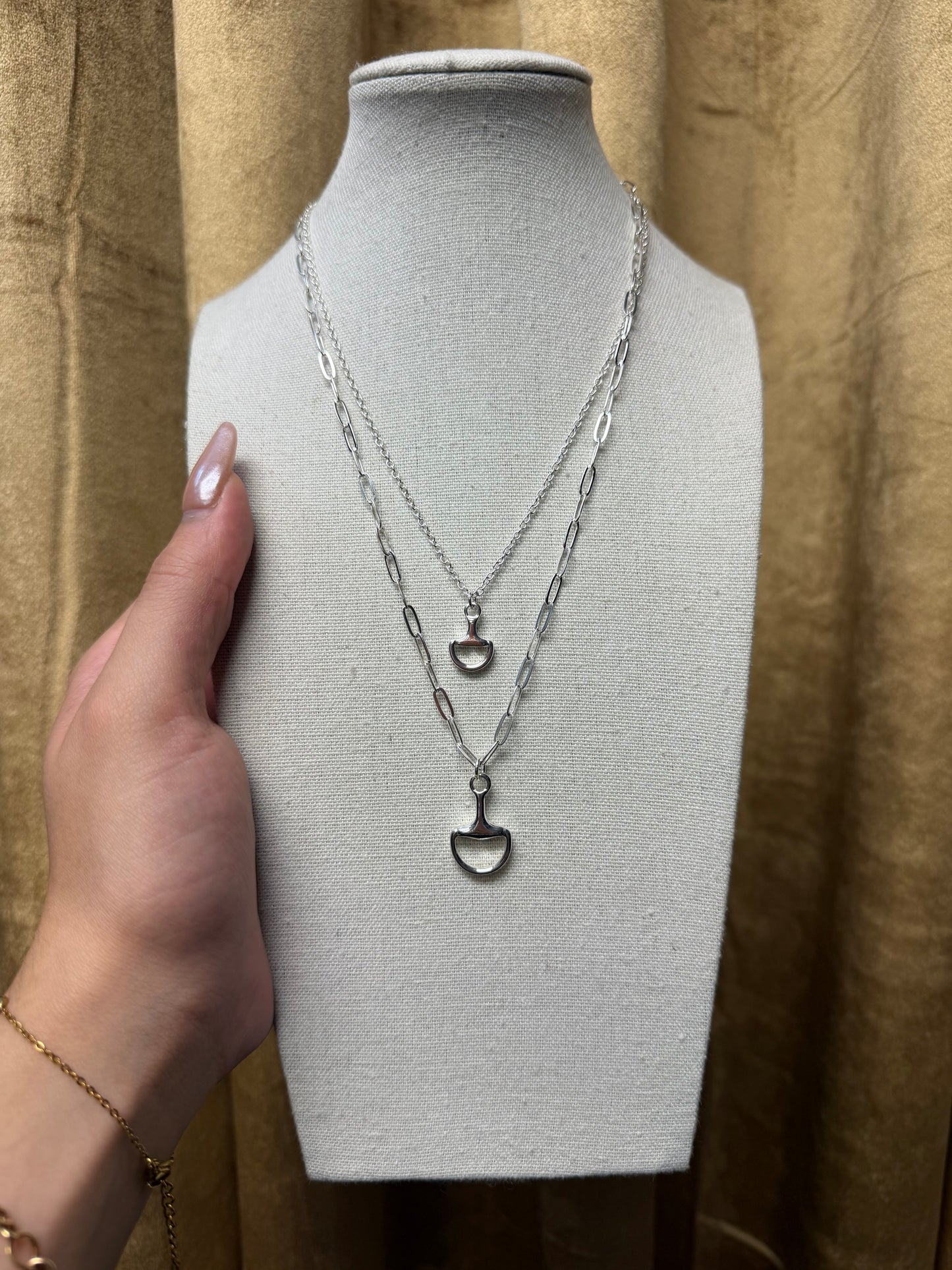 Double Horse Bit Layered Necklace