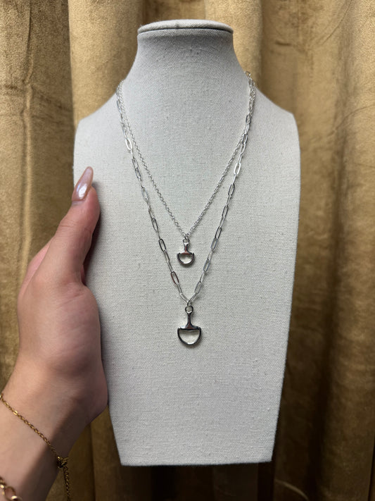 Double Horse Bit Layered Necklace