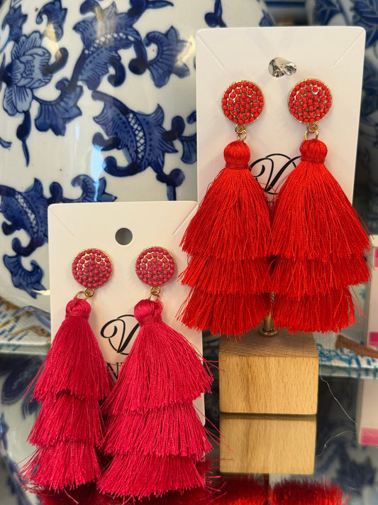 Beaded Post Fringe Stud Earrings