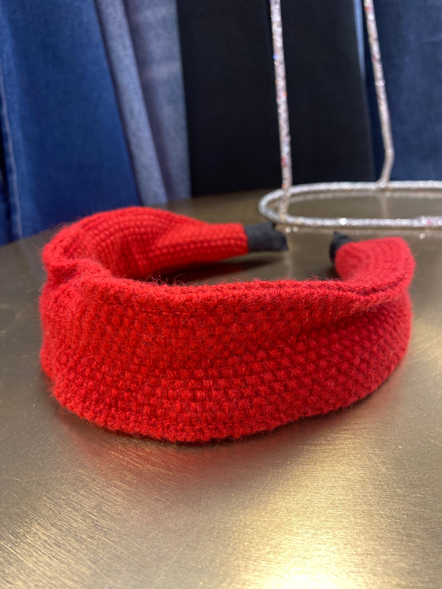 Knitted Scrunch Red Headband