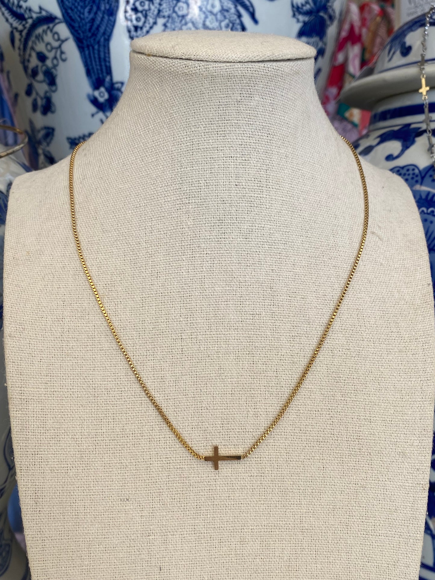 Stainless Steel Gold Side Cross Box Chain