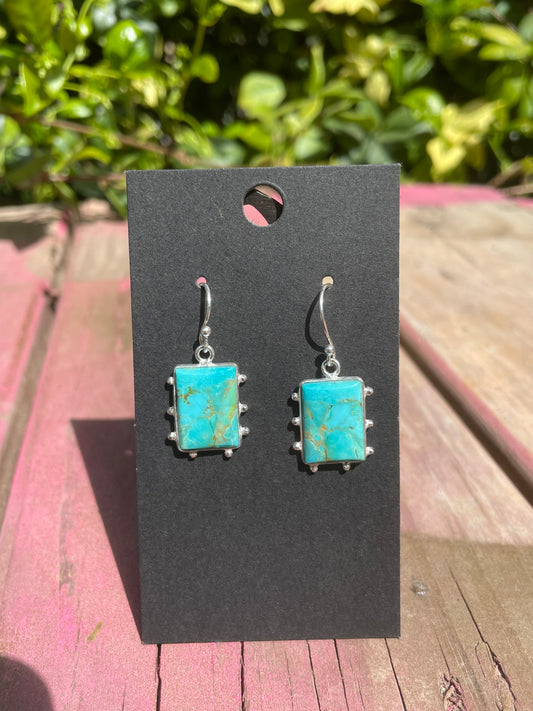 Natural Arizona Mojave Turquoise Square Earrings