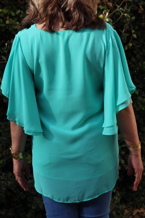 Mint Layered Sleeve Top