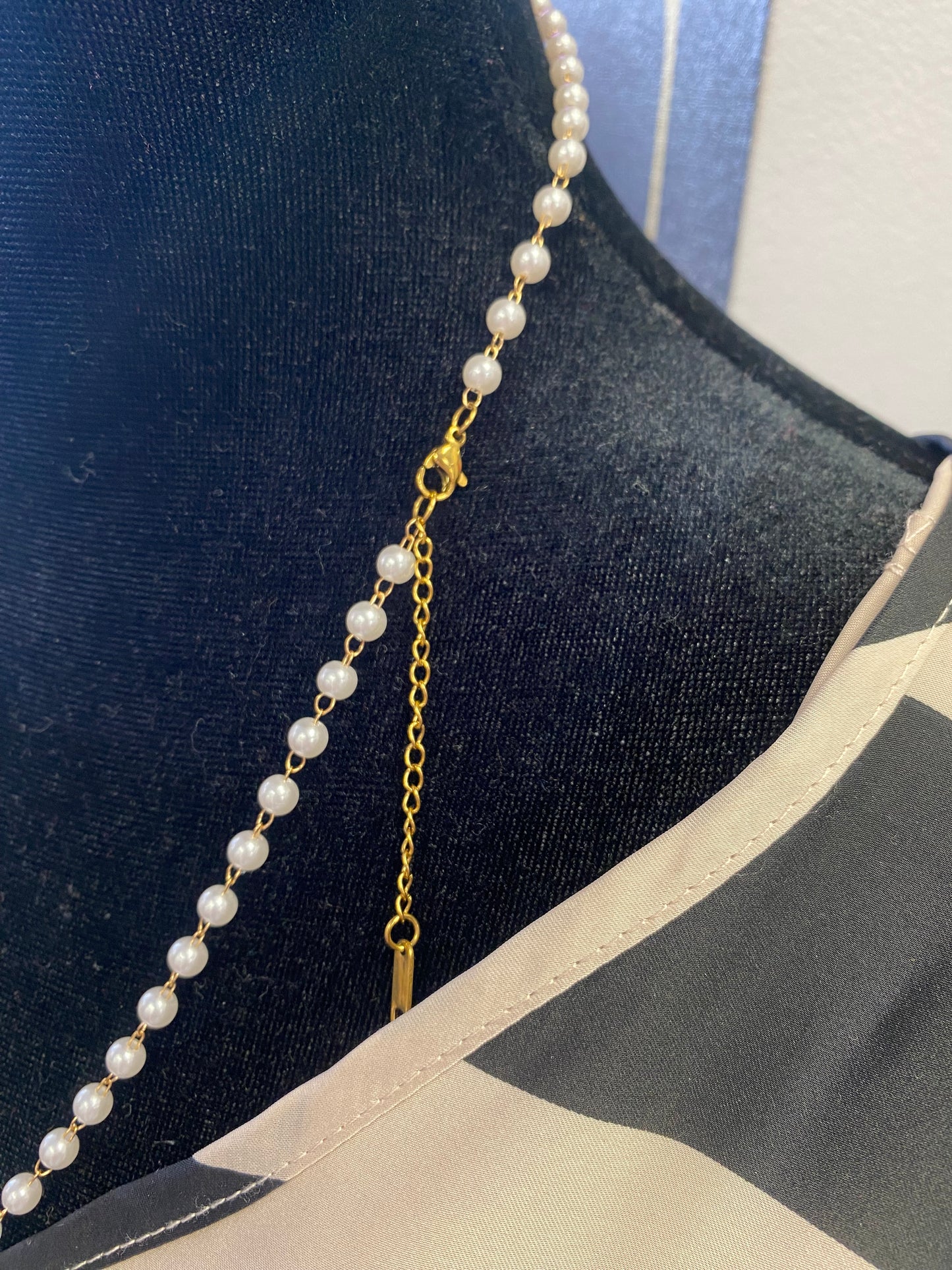 Pearl Cross Drop Necklace