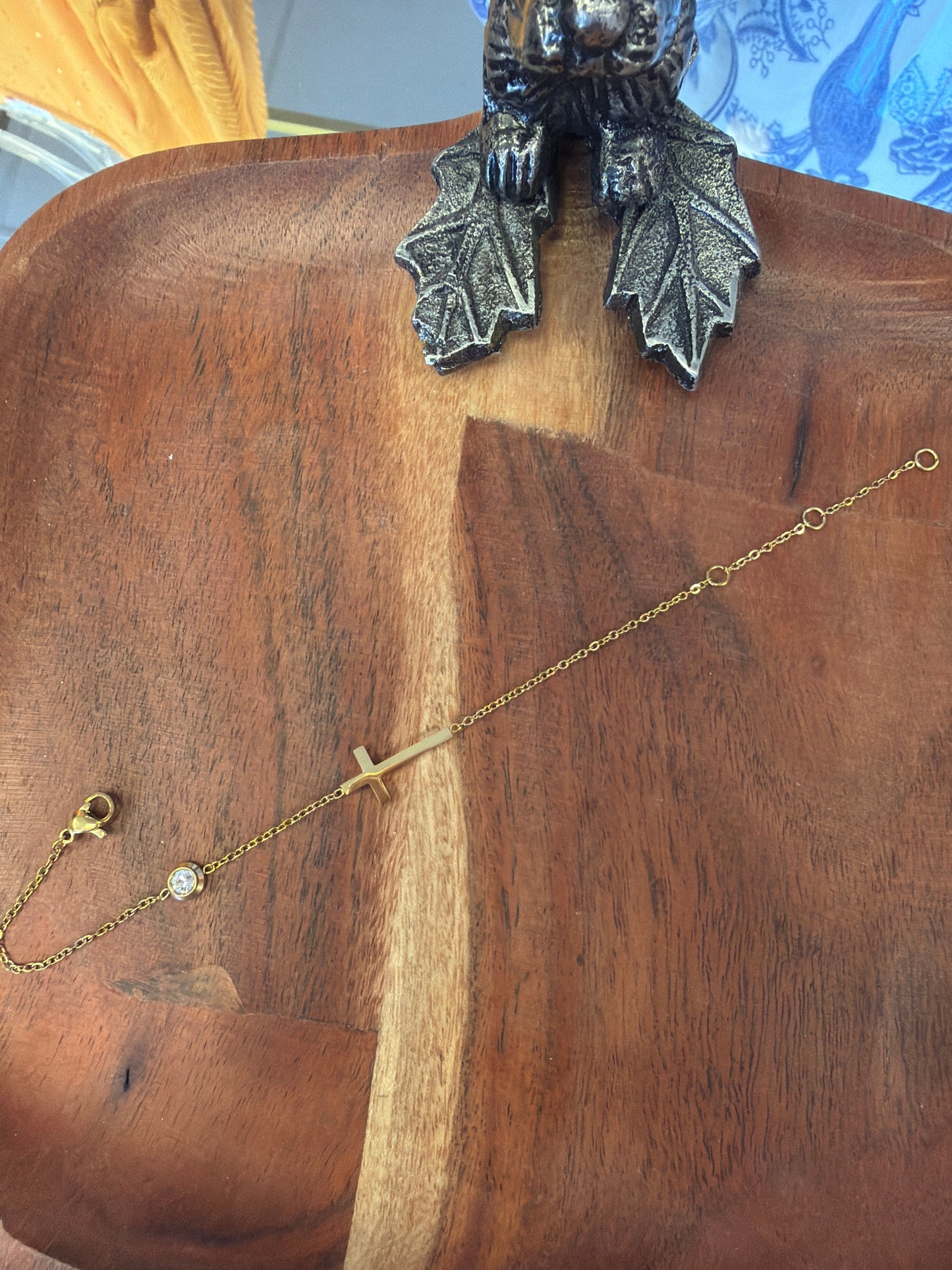 Cross & Crystal Stainless Bracelet