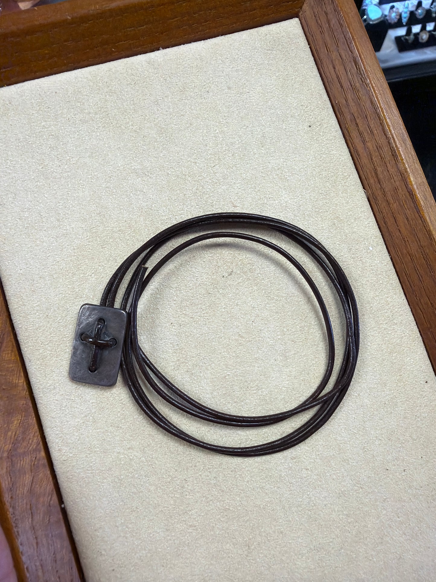 James Avery New Leather Cord  20” Sterling Cross Necklace