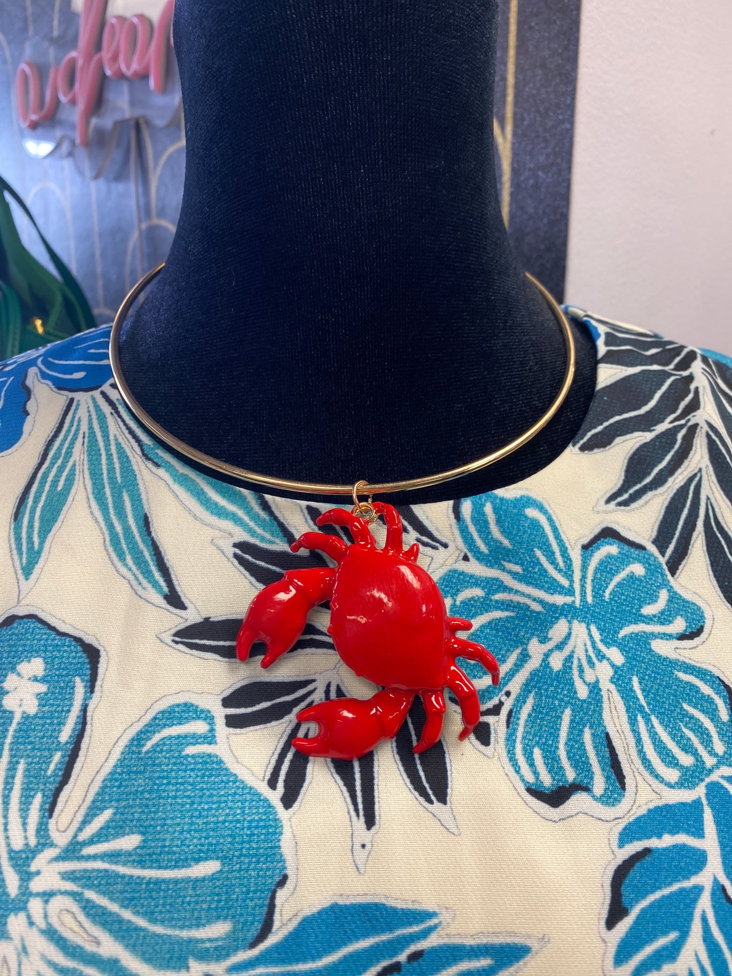 Enamel Crab Cocker Necklace