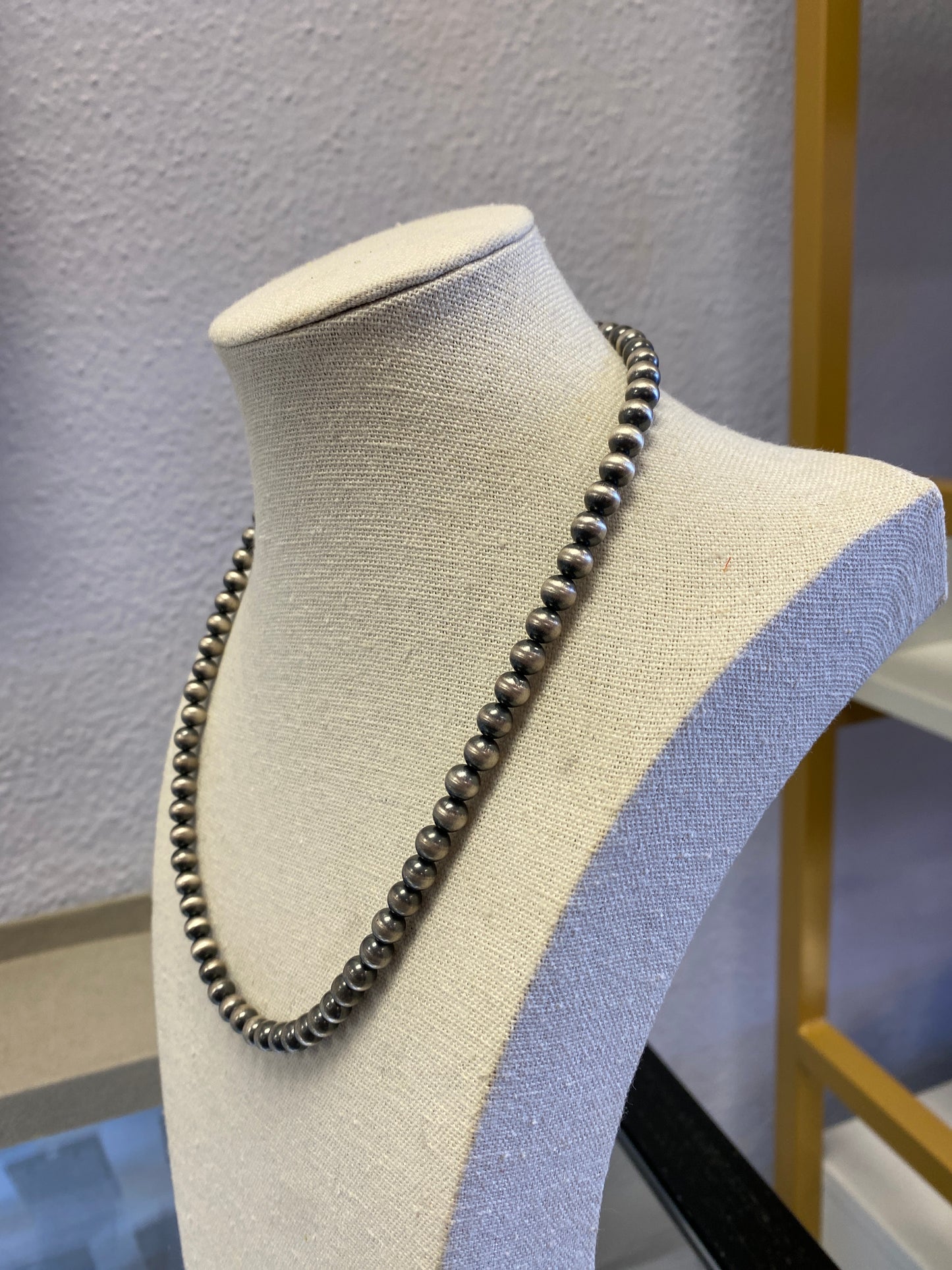 18" 6MM " NAVAJO STYLE" STERLING PEARLS