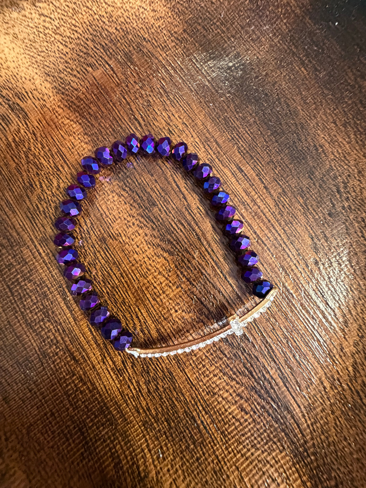 Crystal Side Way Cross Stretchy Bracelet