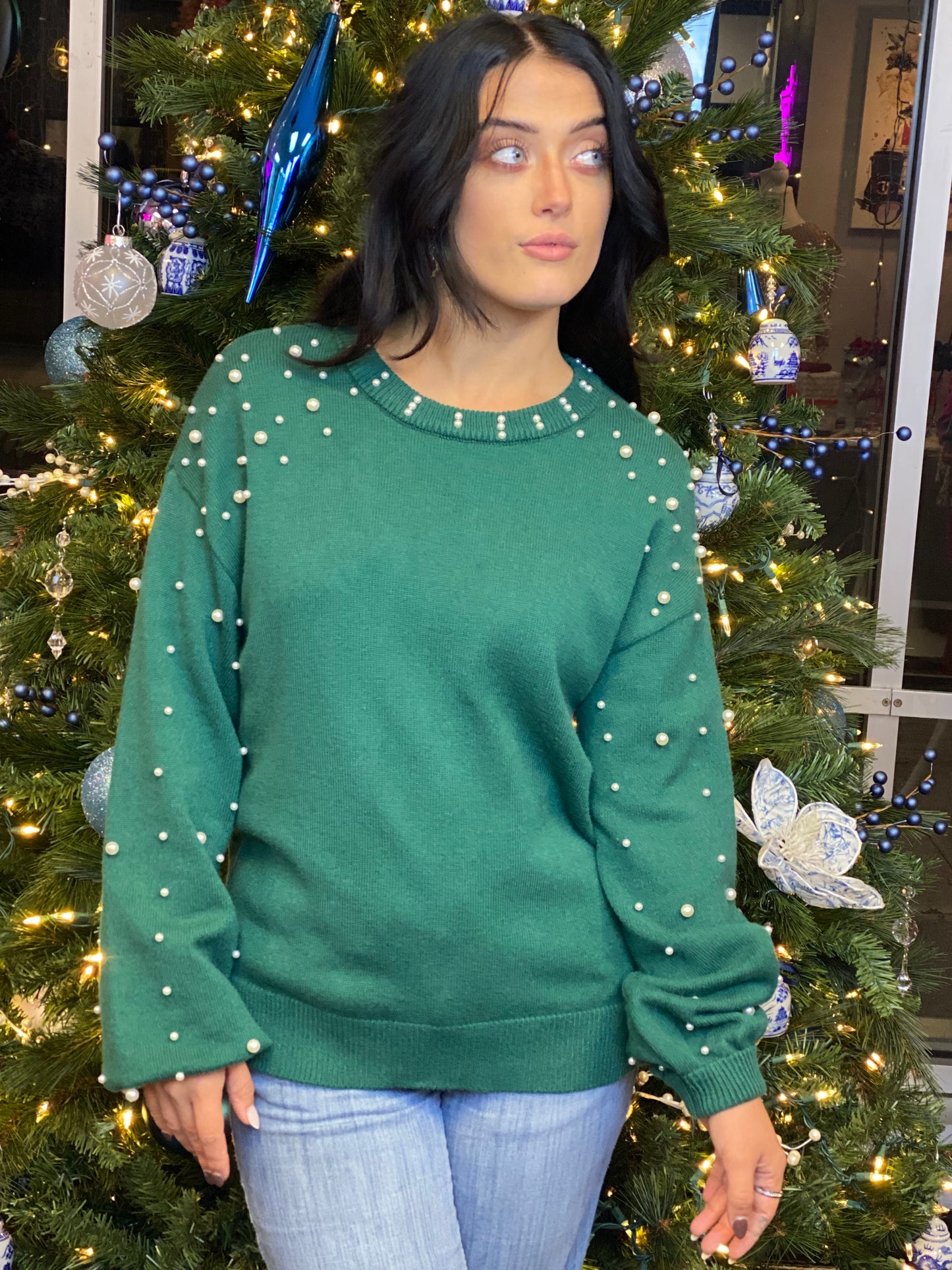 Emerald Green Pearl Sweater