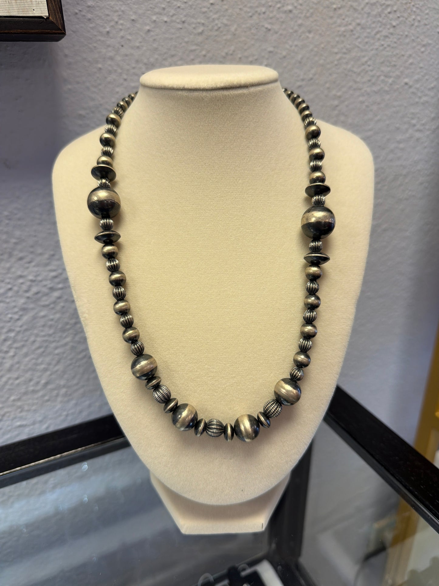 Sterling Pearl Necklace Multi Beads Unique Necklace With Extender 20inches