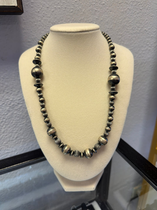 Sterling Pearl Necklace Multi Beads Unique Necklace With Extender 20inches