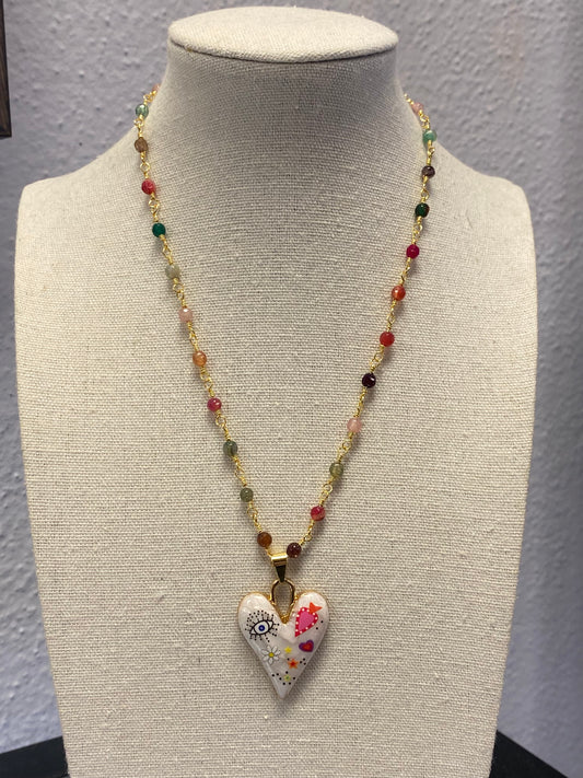Beaded Girly Heart Necklace