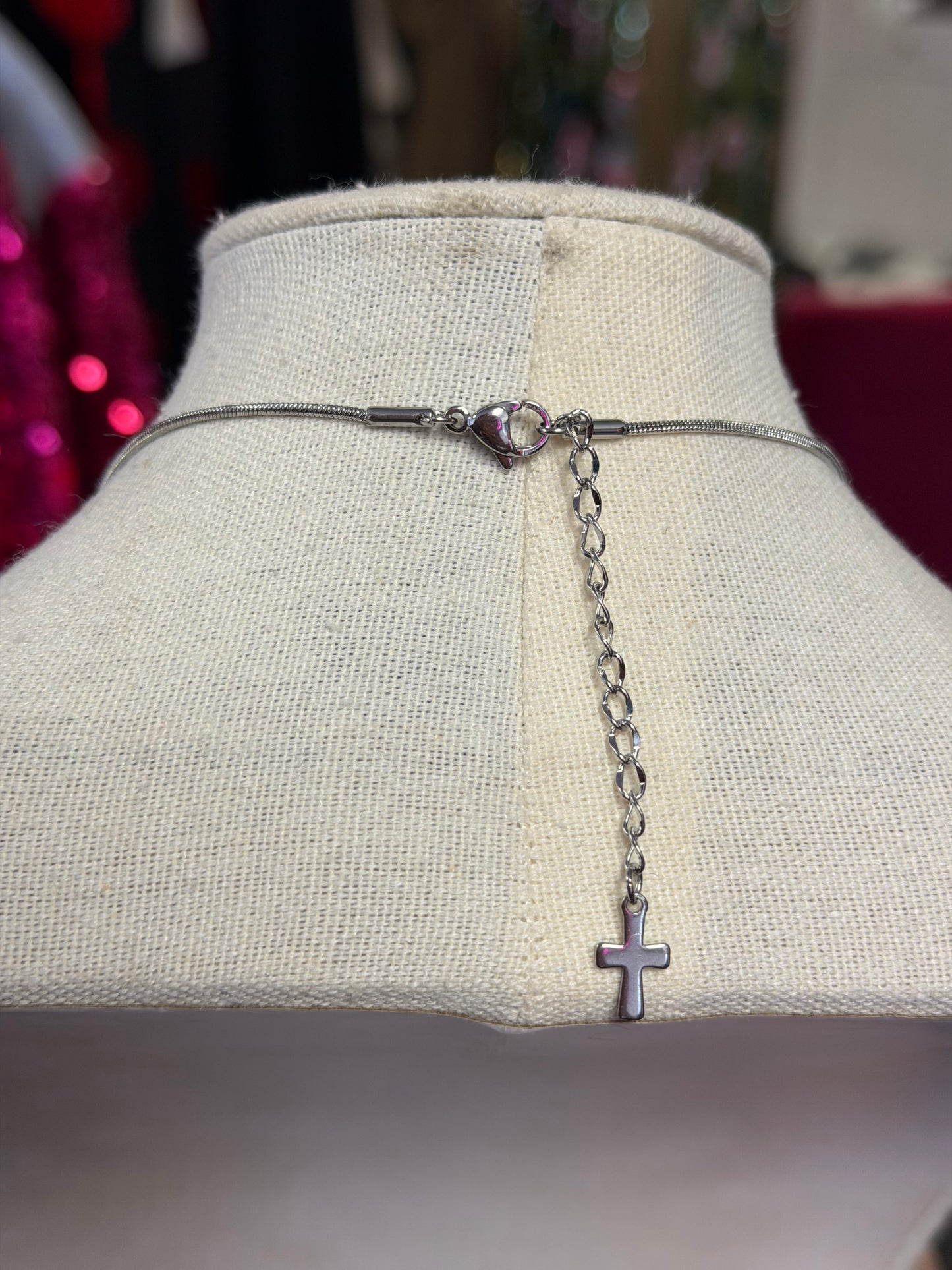 Beaded Ball Chain Stainless Saint Benedict Charm Necklace