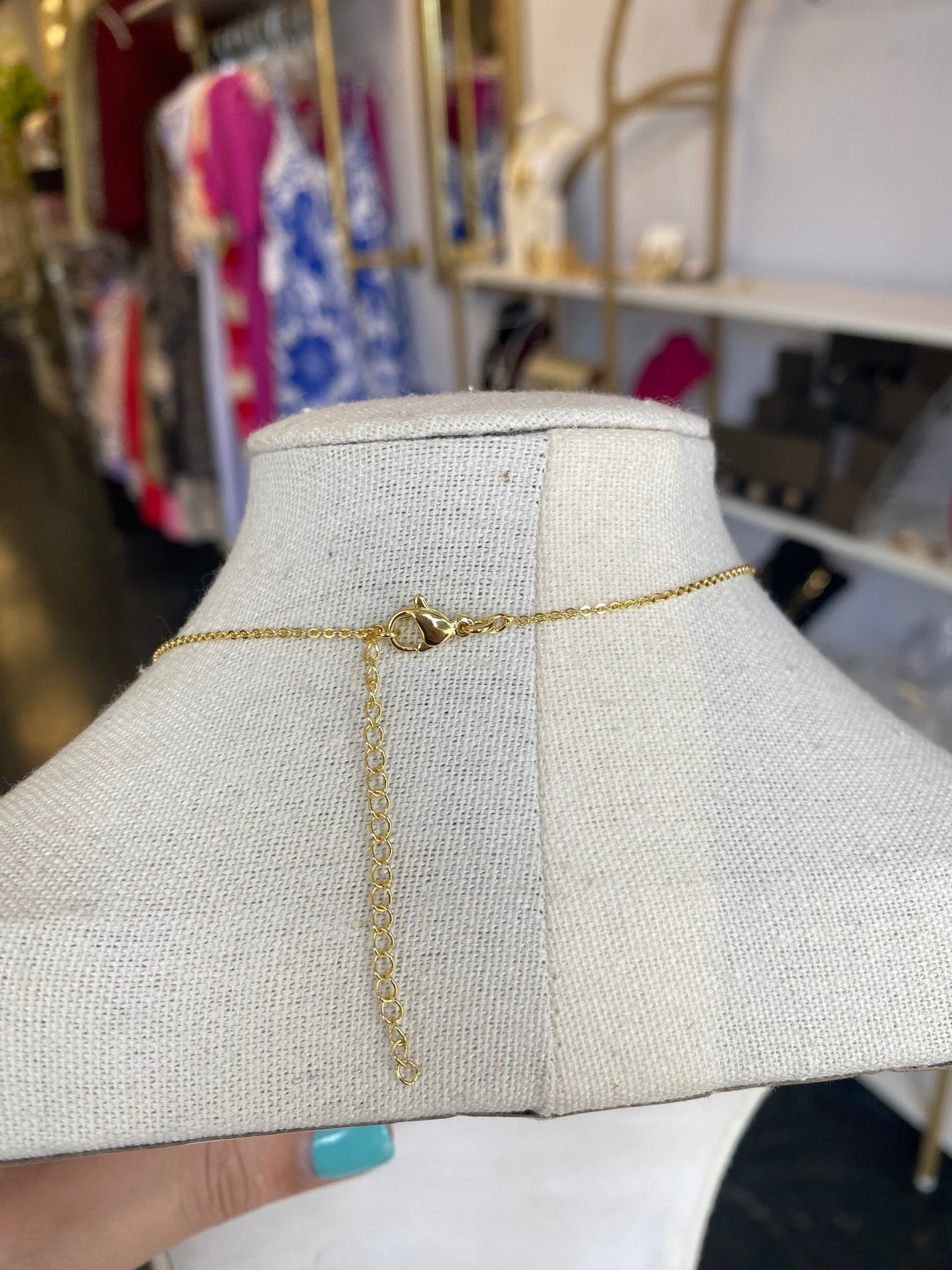 Blue Stone Pave Cross Necklace