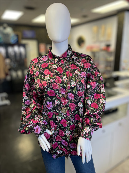 Floral Button-up Long Sleeve Blouse
